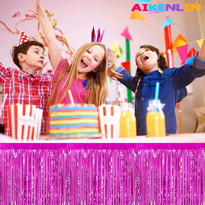 6 Pack 29x108 Inch Metallic Foil Fringe Tinsel Table Skirts Banner - Image 4