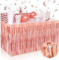 3 Pack 29 x108 Inch Rose Gold Foil Fringe Table Skirts Metallic Banner by Mebiornt