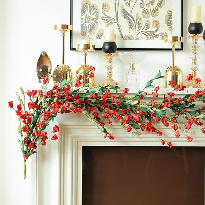 Mizii Burgundy Artificial Flower Garland 6FT Fake Wildflower Floral Garland - Image 3