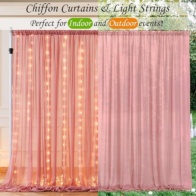 10ft x 7ft Dusty Rose Chiffon Backdrop Curtain - Image 4
