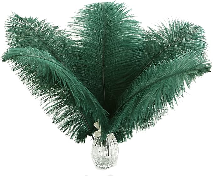 Ballinger Blackish Green Ostrich Feathers Bulk- 24pcs 10-12inch by Ballinger