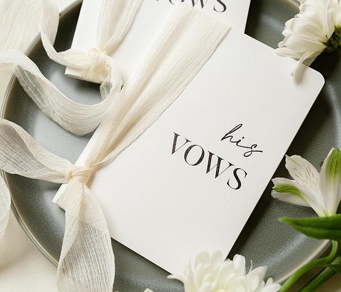 White Vow Books with Ribbons - Image 5