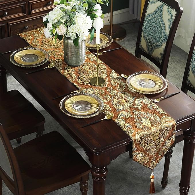 Vintage Table Runner 13x98 Premium Chenille - Image 3