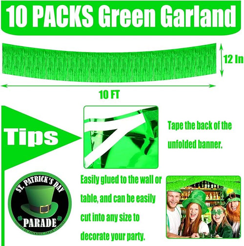 10 Pack 10 Feet Foil Fringe Garland Metallic Tinsel Streamers Banner Wall - Image 2