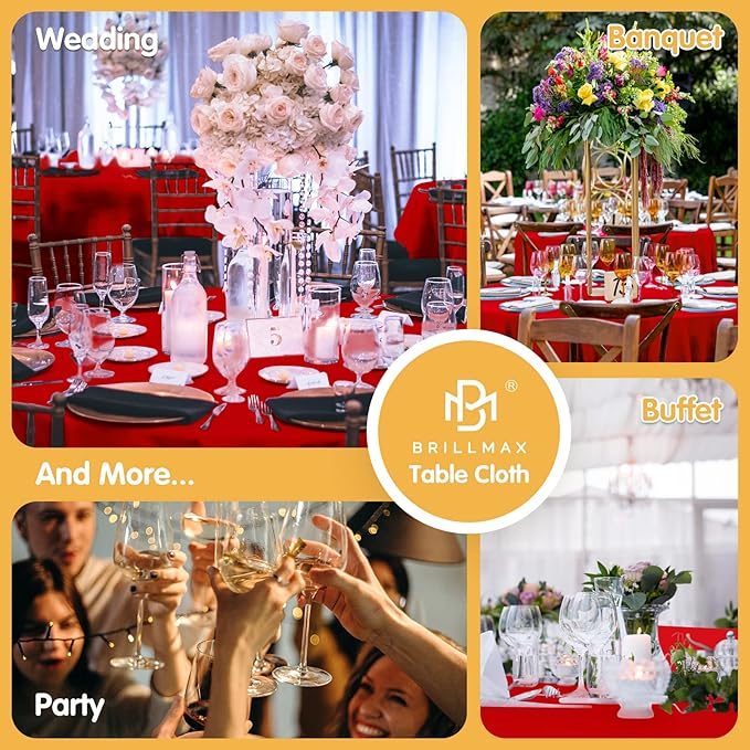 BRILLMAX 6 Pack Red Round Tablecloths 120 Inch - Image 9