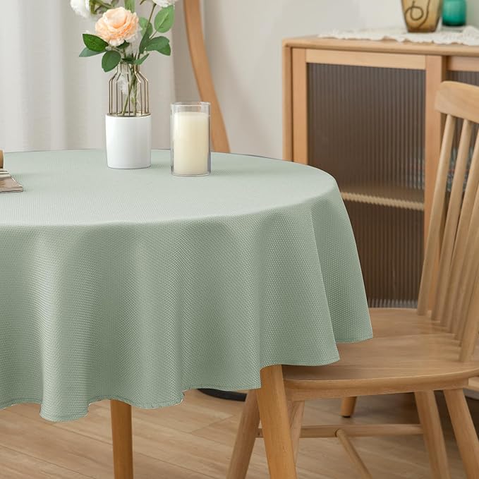 Biscaynebay Round Tablecloth 70 Inch-Sage Outdoor Fabric Table Cover-Small - Image 7