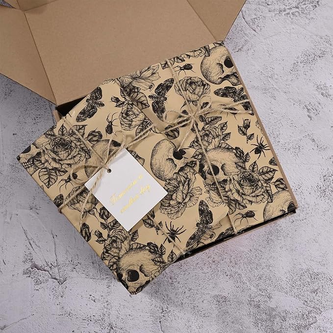 100 Sheets 20 * 14 Inches Vintage Halloween Tissue Paper Kraft Gothic Floral - Image 8
