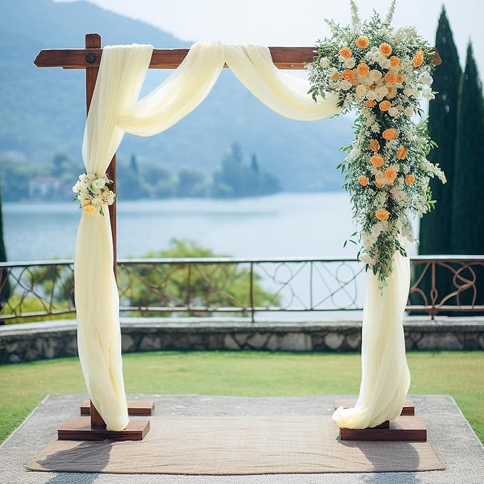 Wedding Arch Draping Fabric Beige Arch Drapes Sheer Backdrop Curtain by Gogoparti