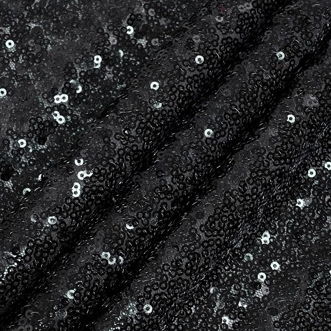 Eternal Beauty Black Sequin Backdrop, 6x6 Ft Halloween Glitter Background - Image 6