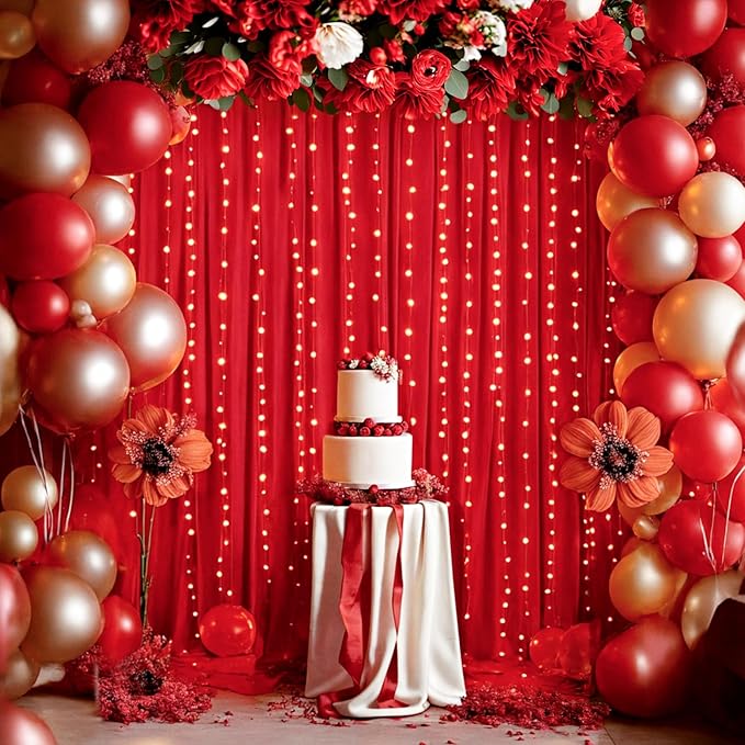 Outpain 30 ft x 8 ft Red Backdrop Curtain Panels, 6 Panels 5 ft x 8 ft Wrinkle - Image 7