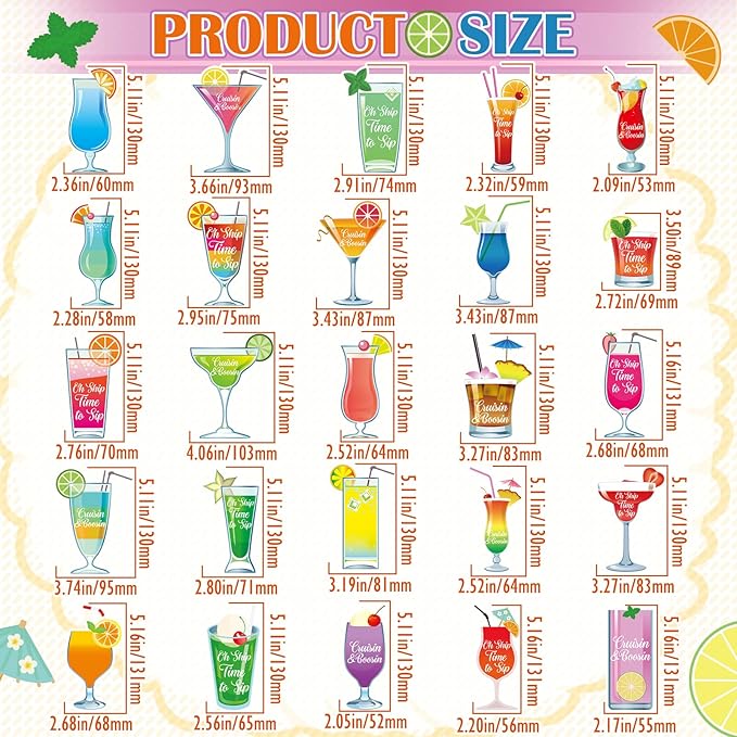 Xuhal 25 Pieces Tropical Drink Cruise Door Decorations Funny Magnetic Cruise - Image 2