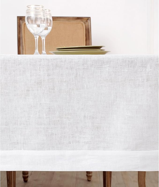 Solino Home Linen White Tablecloth 60 x 132 Inch - Image 4