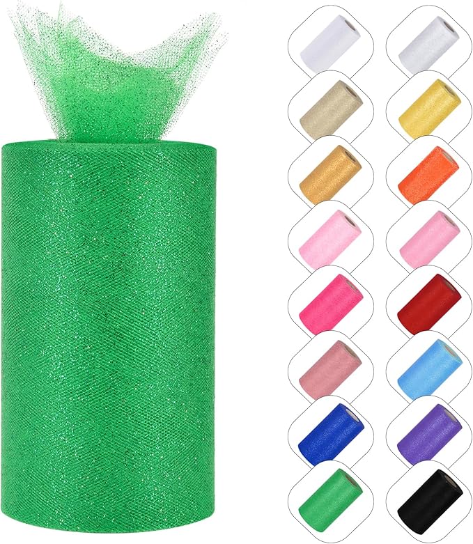 Glitter Tulle Rolls 6" by 50 Yards by ICOSHOW