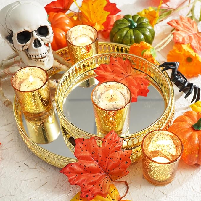 Homemory 36 Pcs Gold Votive Candle Holders, Mercury Glass Candle Holder - Image 6