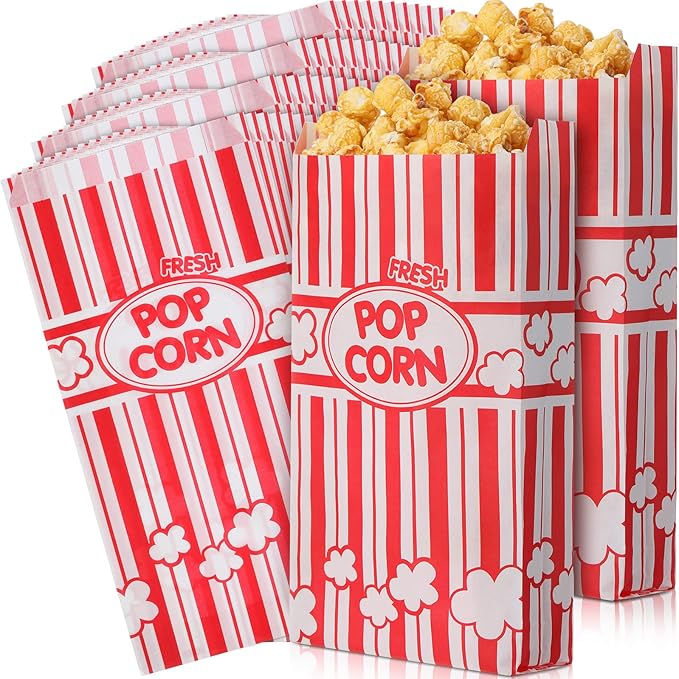 300 Pcs Popcorn Bags Paper Grease Resistant Popcorn Bags Disposable Red and by Potchen