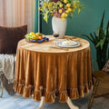 Velvet Tablecloth Luxurious Solid Round Table Cloth, Oblong Retro Farmhouse by GLORYSEASON