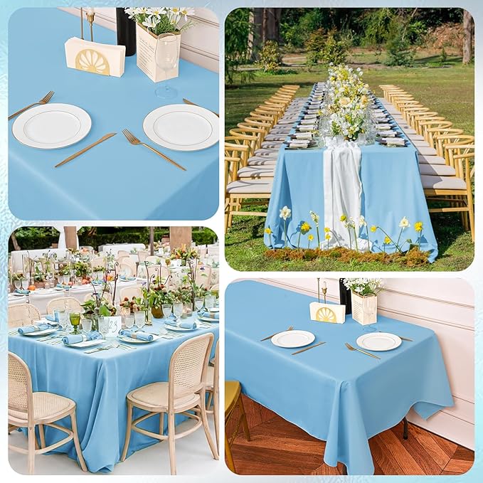 10 Pack Light Blue Tablecloths for 6 Foot Rectangle Tables 60 x 102 Inch - 6ft - Image 6