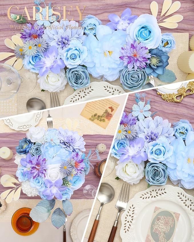 Artificial Flowers Combo, Mix Silk Flowers Roses, Dahlias - Image 6