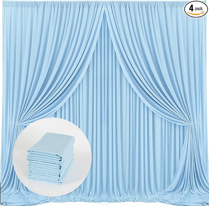 MYSKY HOME 20ft x 10ft Light Blue Backdrop Curtains by MYSKYHOME