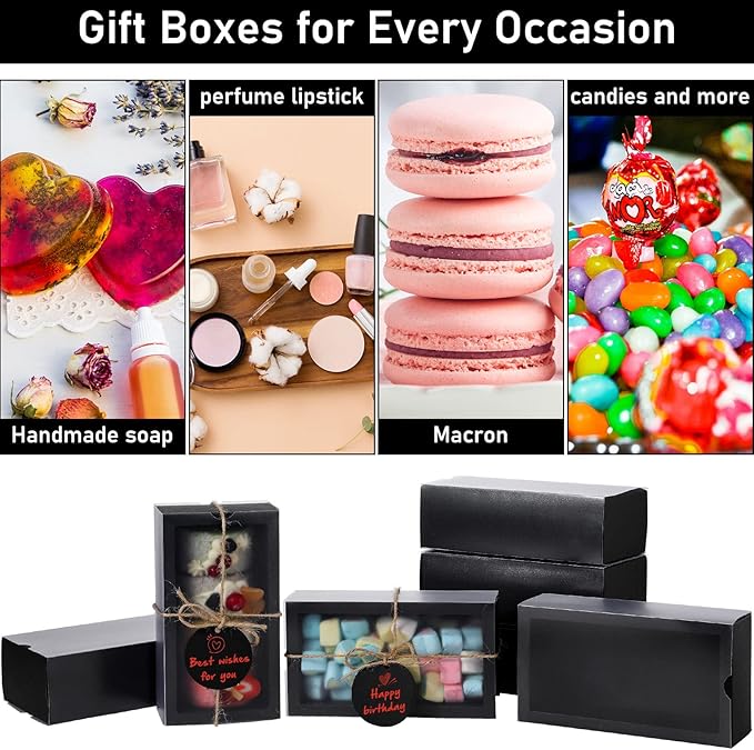 Roowest 50 Sets Kraft Gift Boxes Rectangle Kraft Paper Drawer Box - Image 5