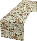 Mushroom Table Runner, Vintage Forest Flower Plant Print Table Runner by Unknown