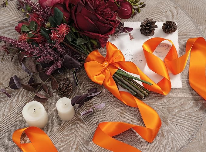 Orange Satin Ribbon 1-1/2 Inch x 50 Yards Double-Faced - Image 6
