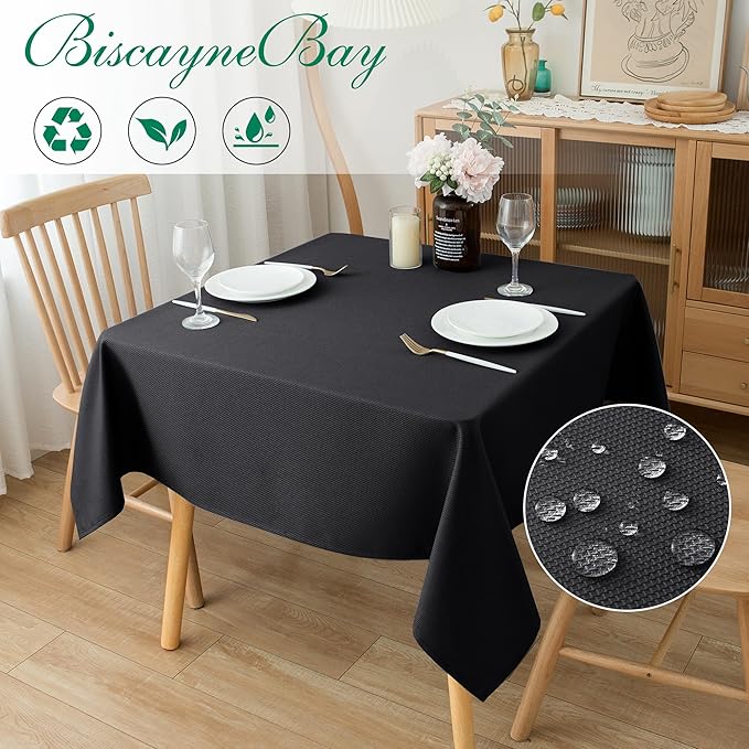 Biscaynebay Textured Fabric Square Tablecloths 54x54 Inch, Wedding and Parties - Image 2