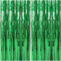 2 Pack Foil Curtain Backdrop Green Metallic Tinsel Foil Fringe Curtains Photo by KEJ