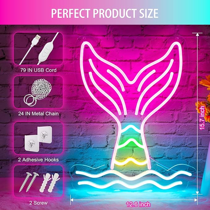 Mermaid Tail Neon Sign Dimmable Mermaid Neon Signs - Image 4