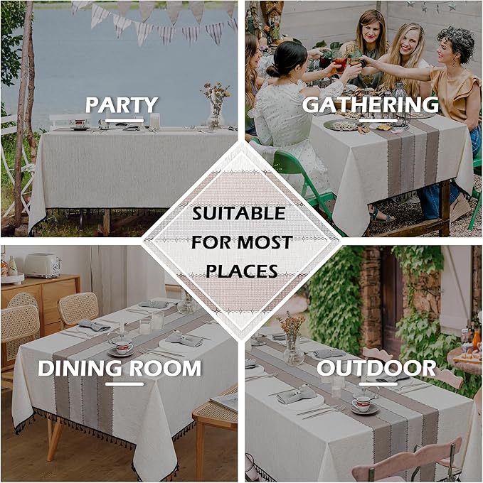 MYSKY HOME Table Cloth 60x120 in Rectangle, Heavy Duty Linen Look Waterproof - Image 7