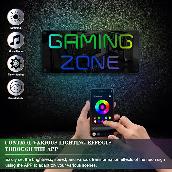 Ineonlife Game Zone Neon Sign Mirrored Colorful LED Lights - Image 4