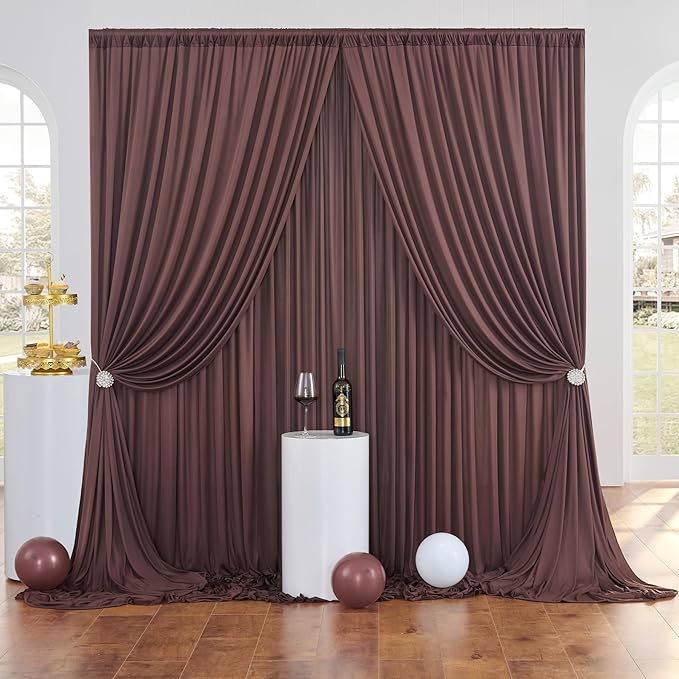 10 ft x 10 ft Wrinkle Free Brown Backdrop Curtain - Image 8
