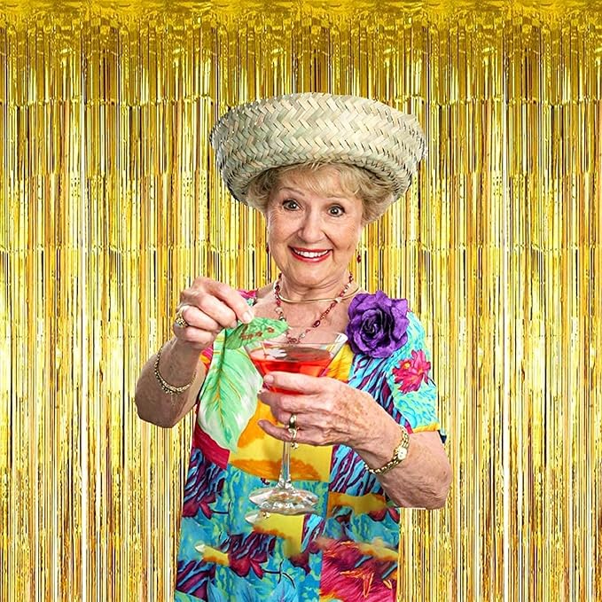 4 Pack Gold Foil Fringe Curtain Backdrop, 3.28Ft x 8.2Ft Metallic Tinsel Foil - Image 6