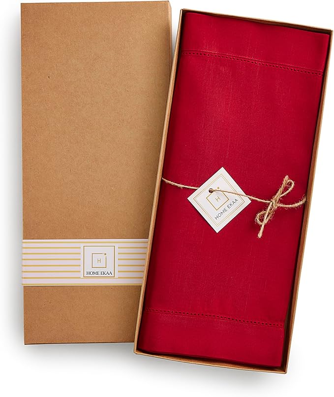 Red Table Runner 90 Inch – Cotton Linen Hemstitch Farmhouse Table Runner 14x90 - Image 6