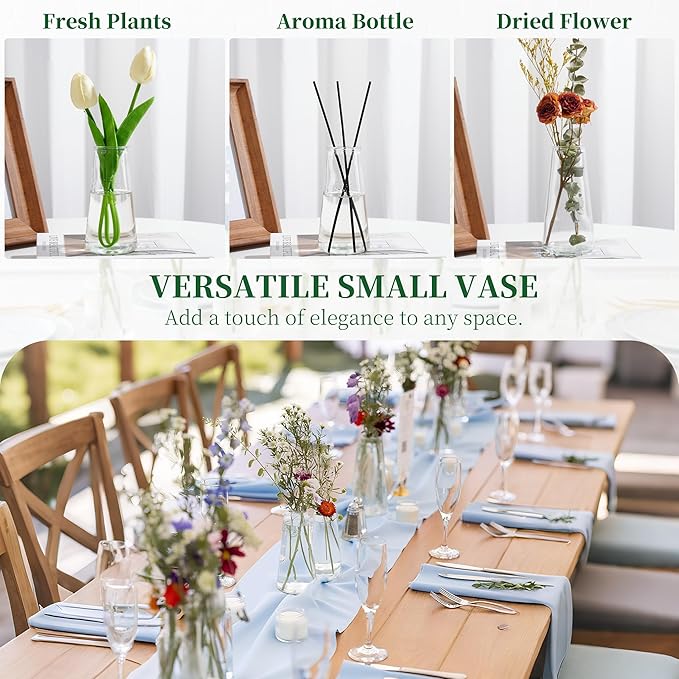 Glass Bud Vases for Centerpieces, Small Flower Vase in Bulk Set of 10, Modern - Image 6