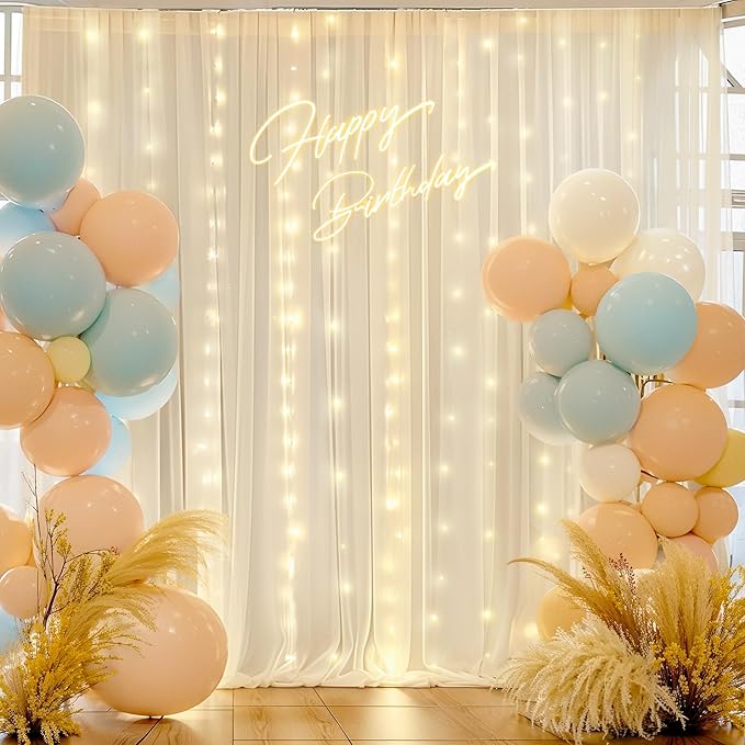 10ft x 10ft Ivory Chiffon Backdrop Curtain - Image 6