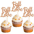 24 PCS Fall in Love Cupcake Toppers Glitter Fall Theme Bridal Shower Cupcake by ZHUOWEISM