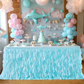 Partisky Aqua Blue Tulle Curly Willow Table Skirt by Partisky