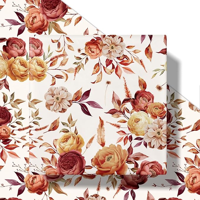 RUSPEPA Fall Floral Wrapping Paper Roll - Image 2