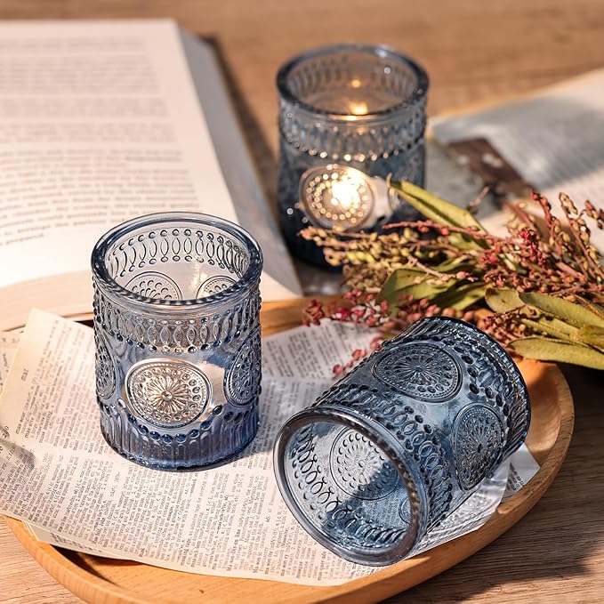 DARJEN Blue Votive Candle Holders Set of 36- Glass Candle Holders Bulk - Image 5
