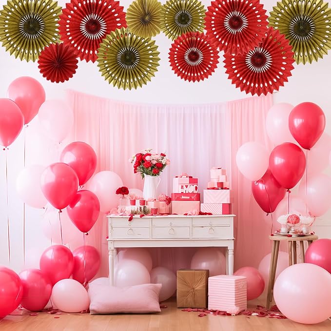 BEISHIDA Red Gold Hanging Honeycomb Round Paper Fans Decoration Wedding Theme - Image 4