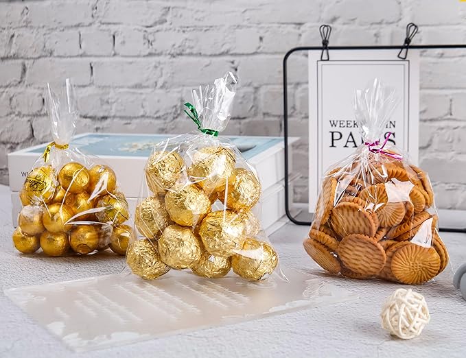 LOKIQNG Cellophane Bags Plastic Treat Bag Clear Cookie Candy Bags - Image 2