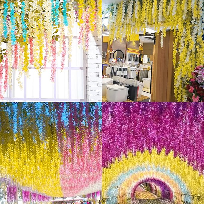 24 Pack Wisteria Hanging Artificial Flowers Fake Flowers Ratta Hanging Garland - Image 5