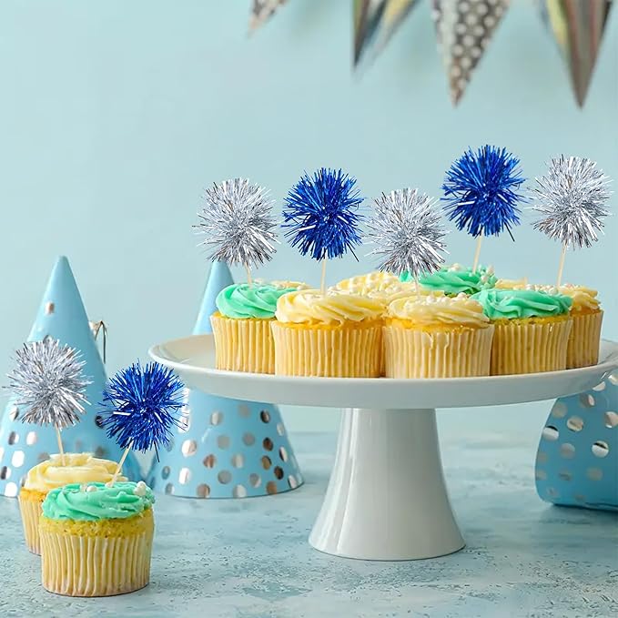 Ephlyn 30Pcs Foil Firework Cupcake Toppers Party Birthday Cake Toppers Supplies - Image 4