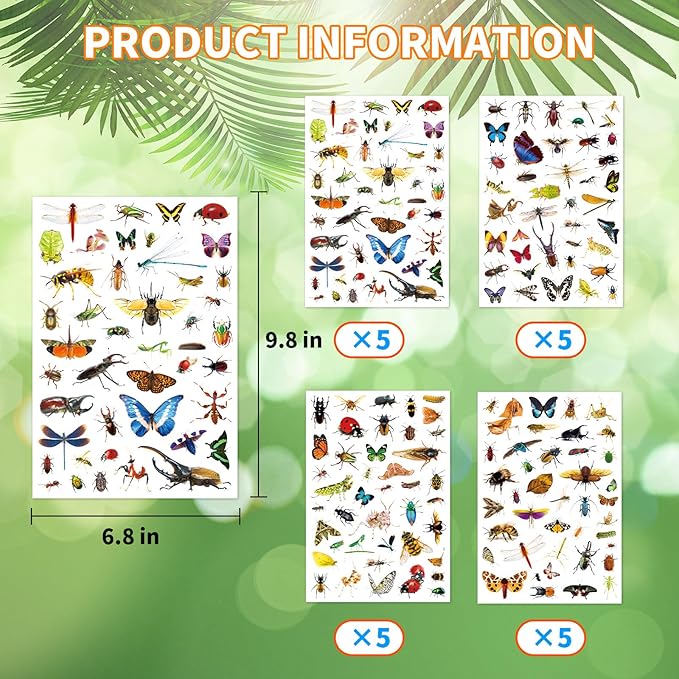 Insect Animals Stickers 840 Count Insect Bug Butterfly Animal Stickers Party - Image 4