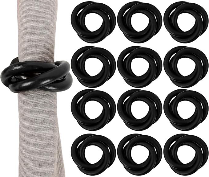 Three Ring Wooden Napkin Rings Set of 12 by CLEENTABLE