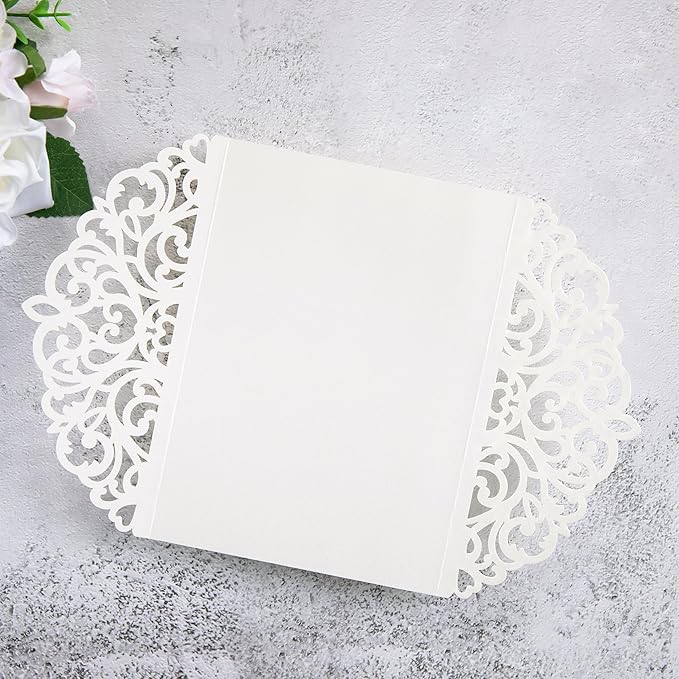 20Pcs Ivory Laser Cut Invitation Cards - Image 5