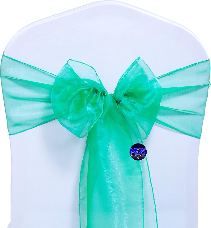 MDS Pack of 75 PCS Organza Chair Sashes Wider Dining Chair Bows Ribbon Tie Back - Image 3