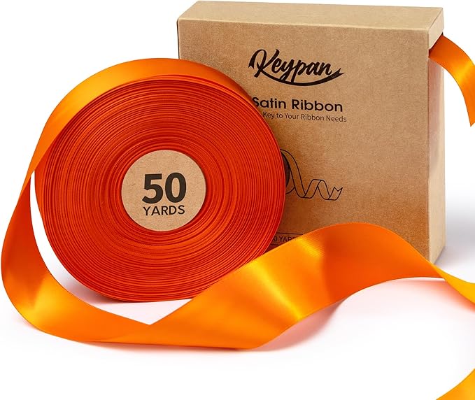 Orange Satin Ribbon 1-1/2 Inch x 50 Yards Double-Faced by Keypan