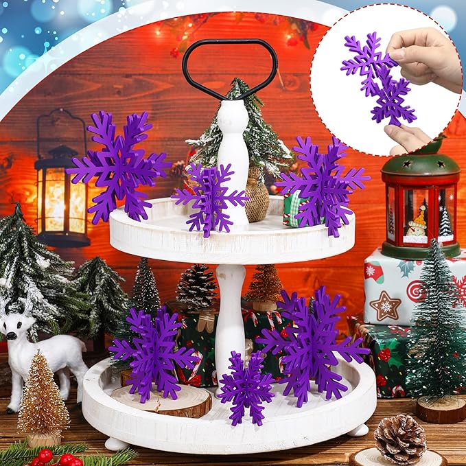 Bucherry 12 Pcs Wooden Snowflake Table Decor 3D Snowflake Tabletop Signs and - Image 5